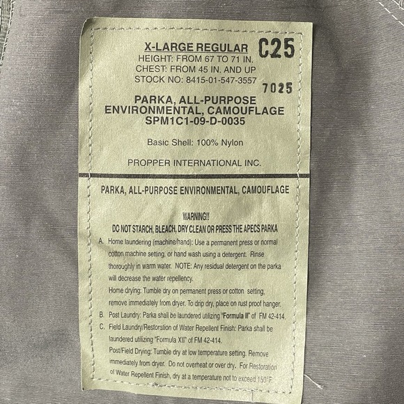 Military Air Force Gore Tex Parka Sz XL Regular Short Nylon Environmental Hooded - Picture 3 of 5